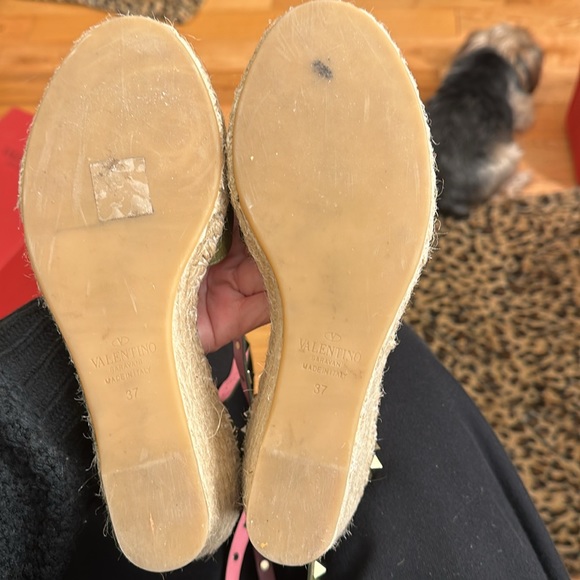 Valentino espadrilles khaki green rockstud, pink interior size 37 worn once - Picture 3 of 4